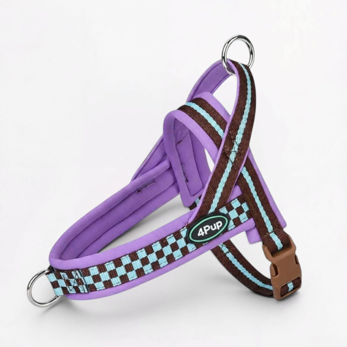 Frenchie harness with soft padded, breathable inner panels