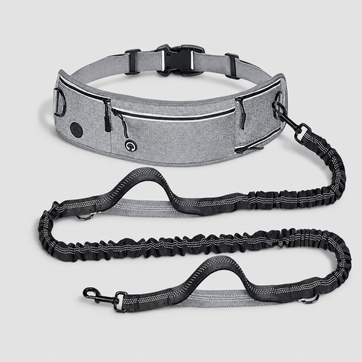 Waist belt for a French Bulldog leash with a welded anti-pull D-ring