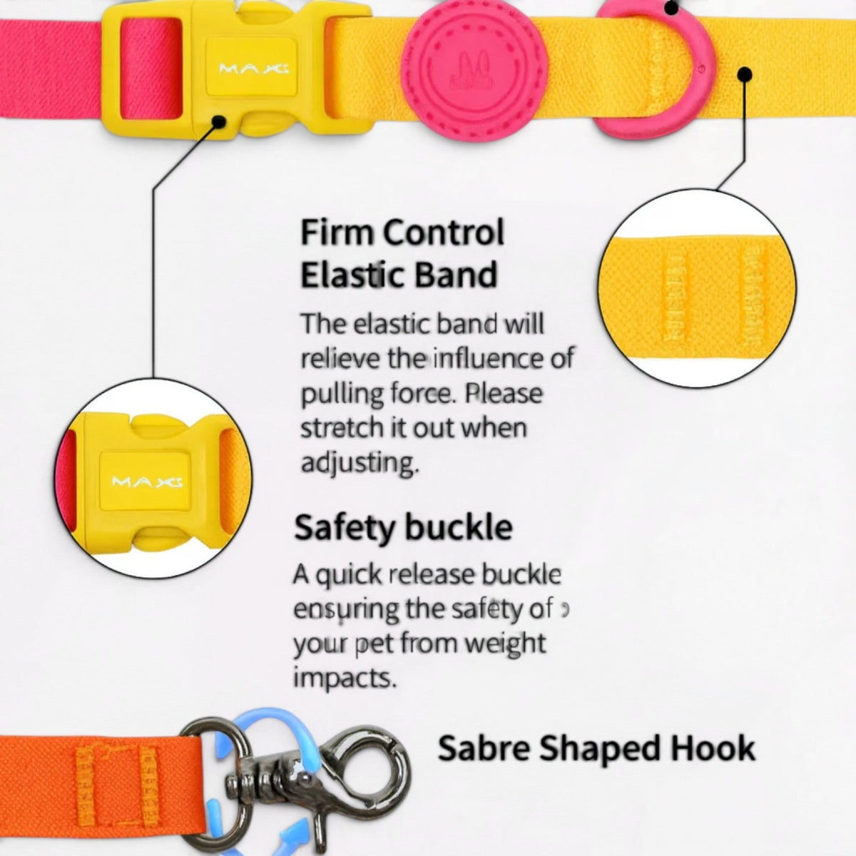 Frenchie anti-fouling collar and leash set in an orange gradient