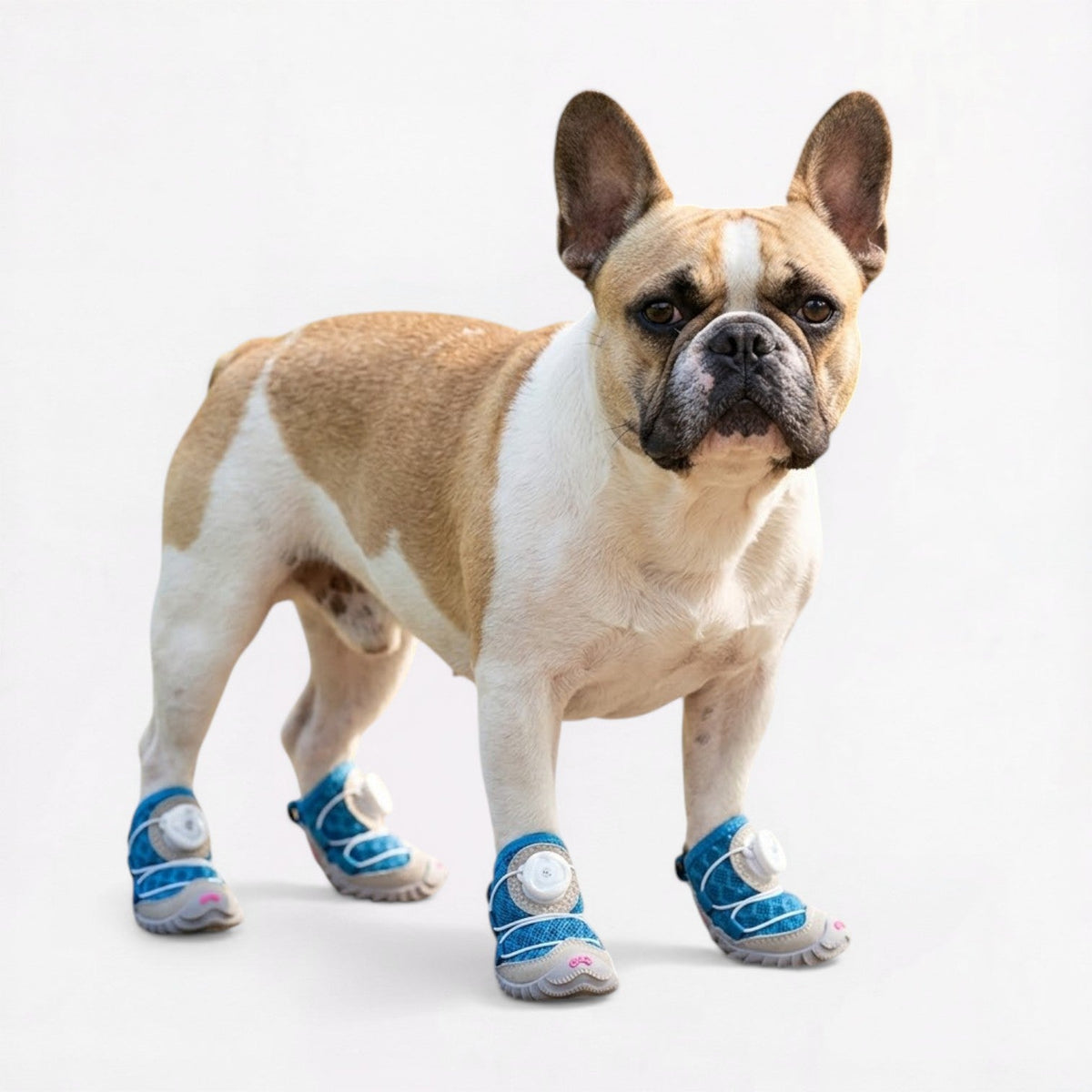 Frenchie summer dog shoes with a ventilated mesh upper