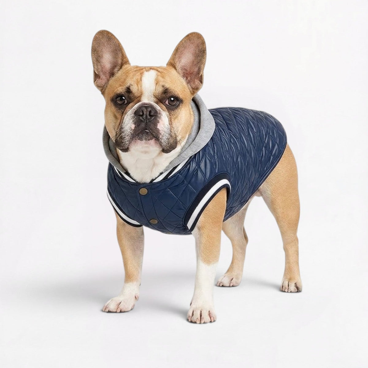 French Bulldog hooded winter jacket in sizes S, M, L, XL, 2XL and 3XL