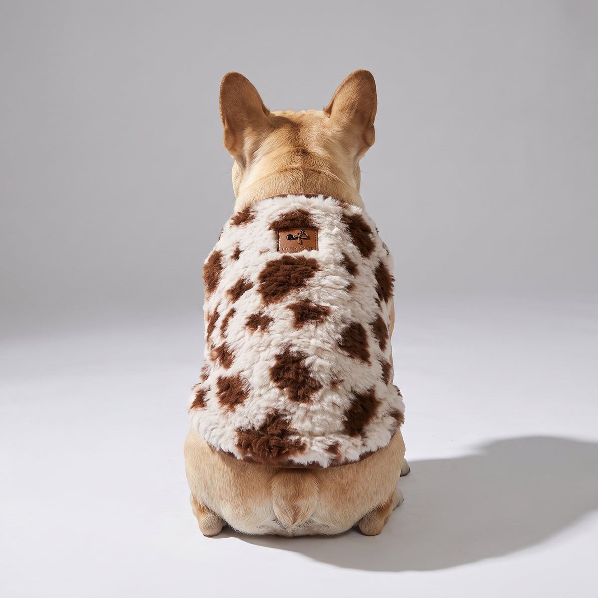 French Bulldog Luxury Faux Fur Winter Vest | Frenchie Cow-Print Designer Coat
