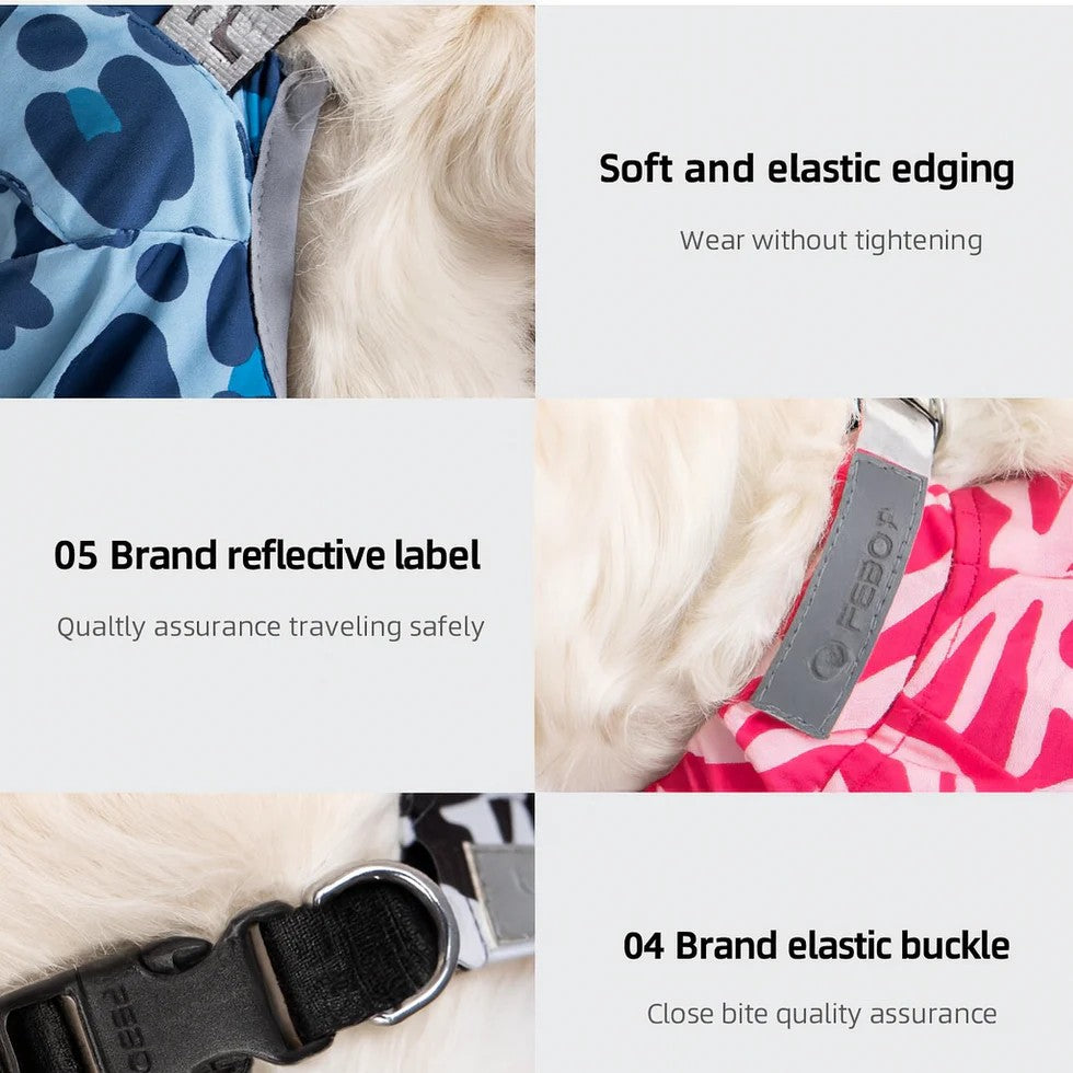 French Bulldog rain suit with a built-in collar D-ring for the leash