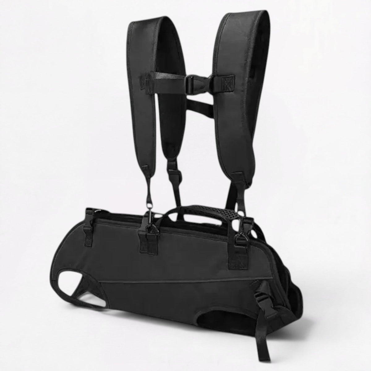 Ergonomic French Bulldog carrier with padded adjustable shoulder straps