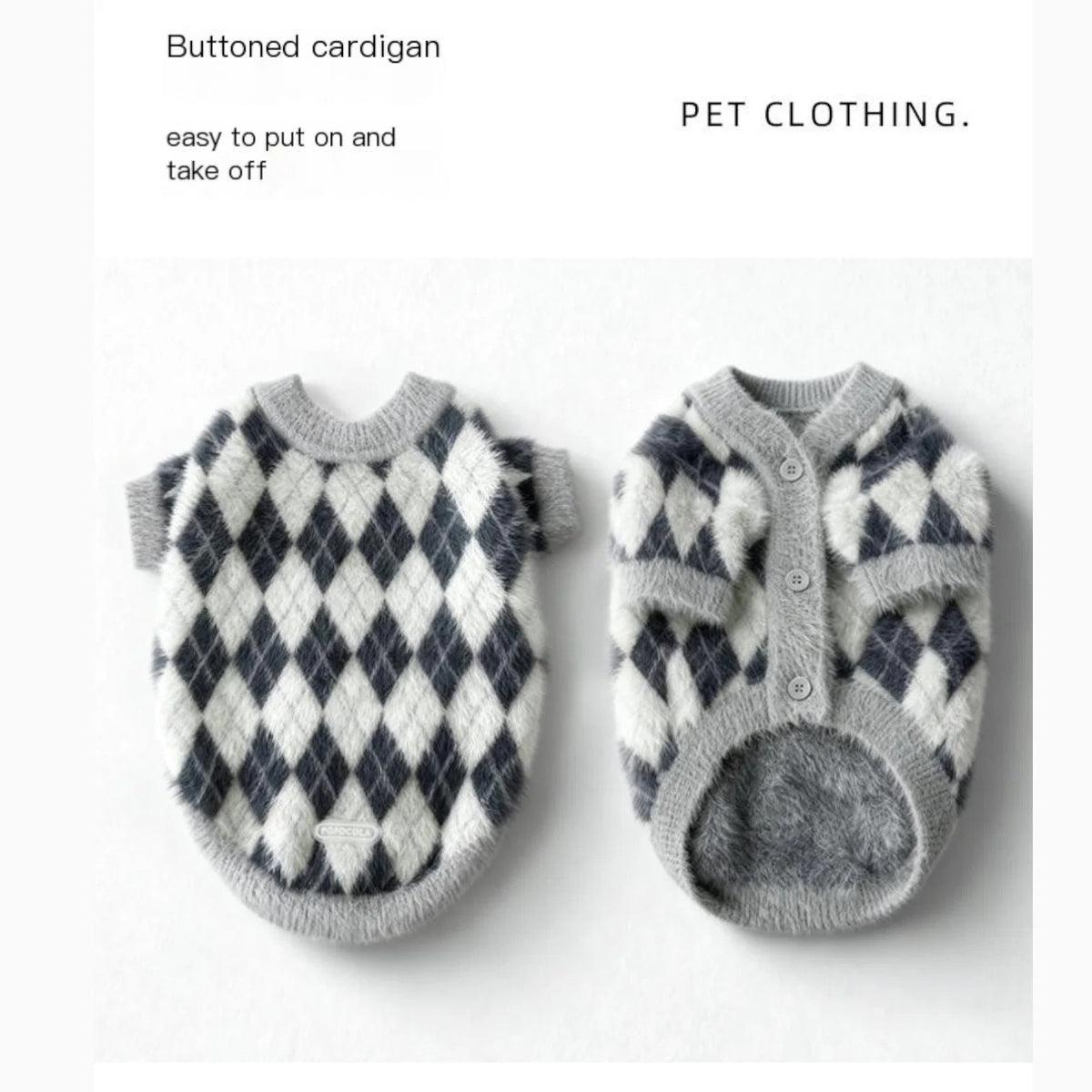 French Bulldog Luxury Argyle Knit Sweater | Frenchie Mink-Feel Pullover