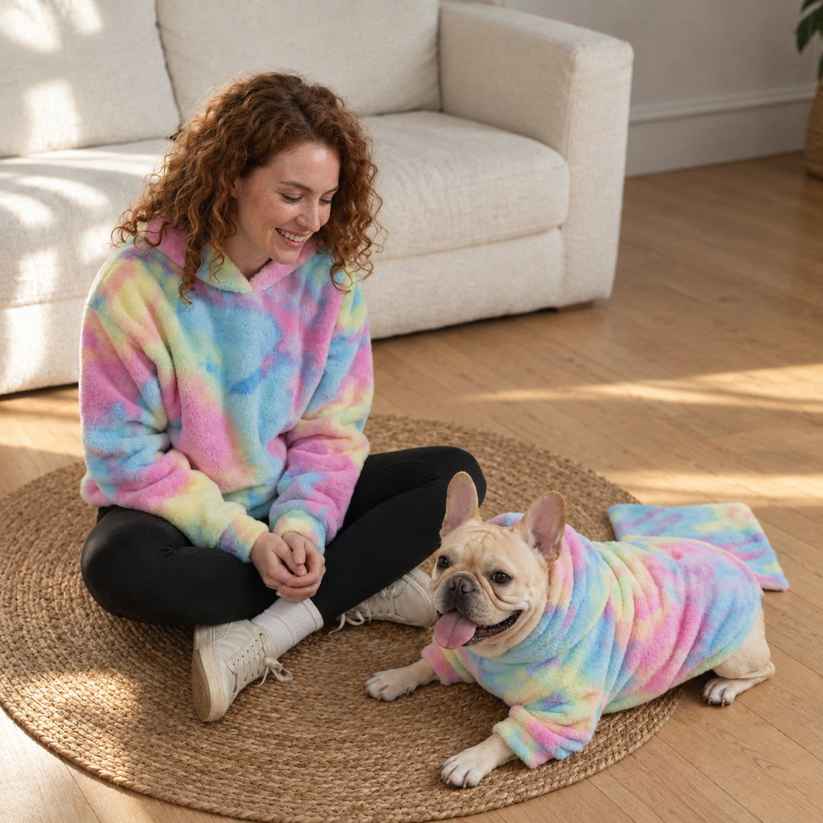 Slip-on Frenchie hoodie with nothing to fasten or adjust