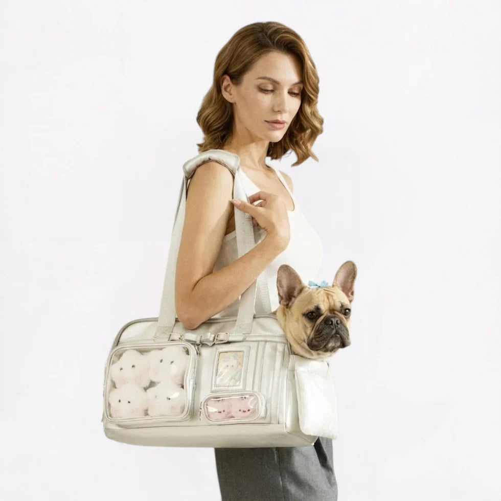 Shoulder-carry French Bulldog bag that keeps the weight off your arms