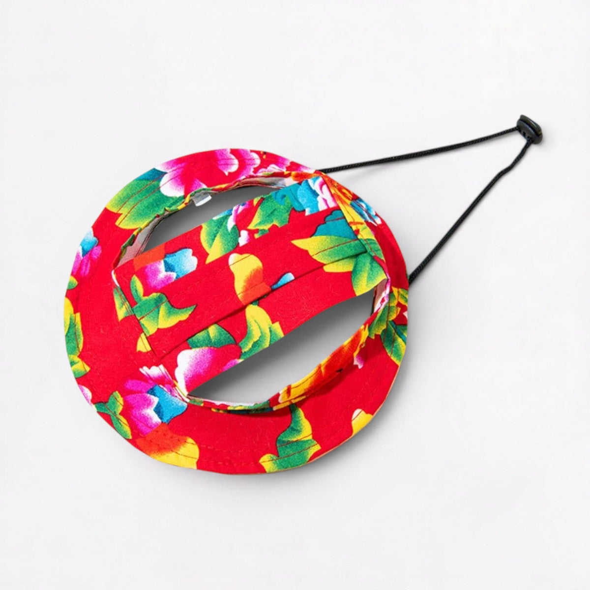 Frenchie sun hat in a feather print with cut-out ear openings