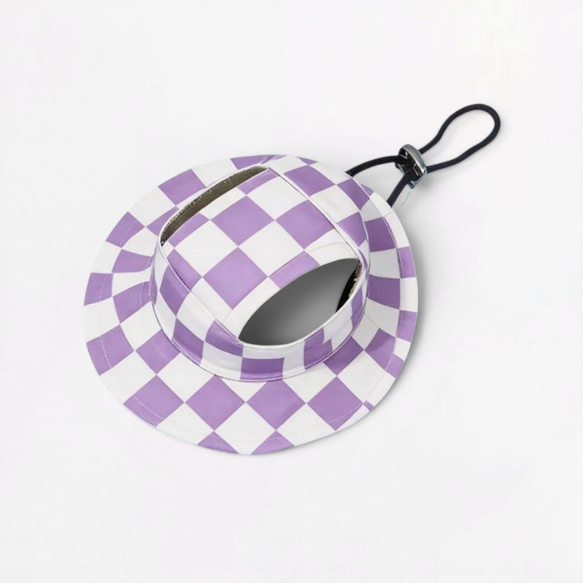 Frenchie sun hat in a duck print with an adjustable chin cord
