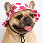 Frenchie sun hat with a wide brim and cut-out ear openings
