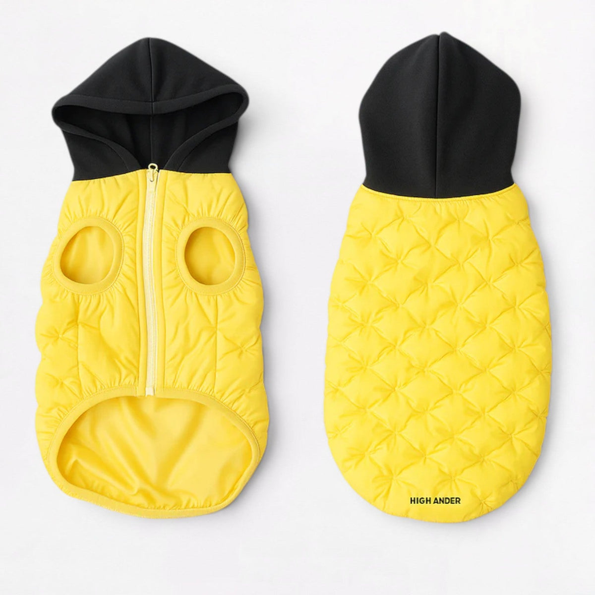 Frenchie quilted hooded vest in Yellow, sizes S to 3XL