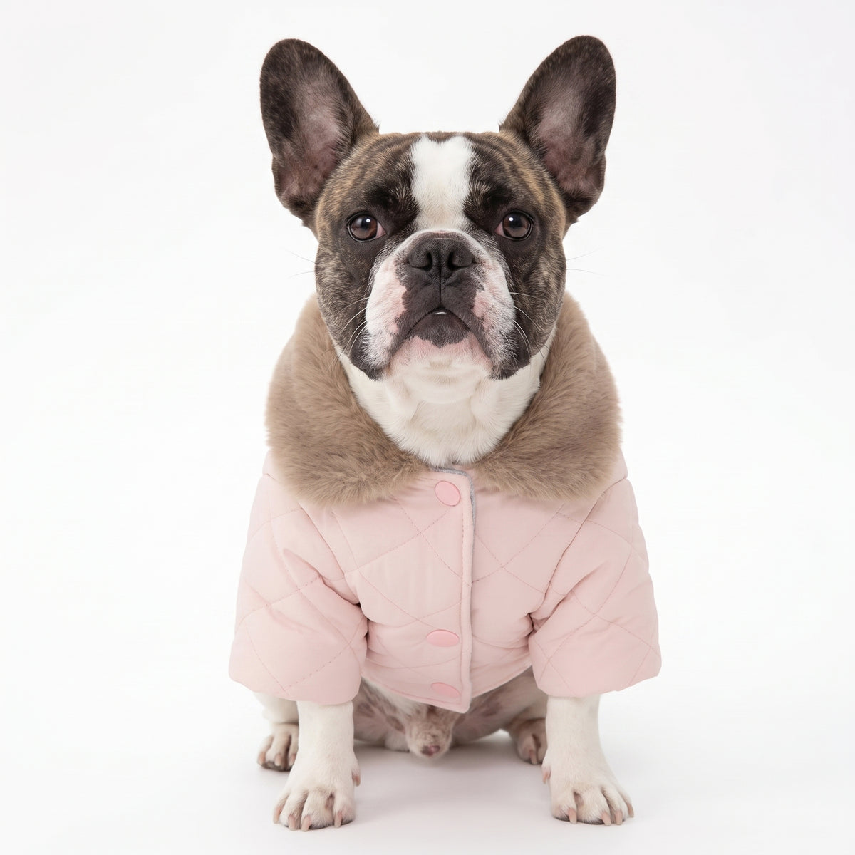 French Bulldog Luxury Faux Fur Collar Jumpsuit | Frenchie Quilted Winter Snowsuit
