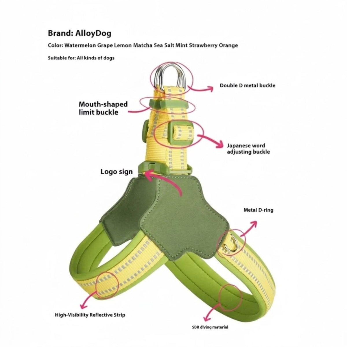 Ergonomic French Bulldog harness carrying pull across the chest rather than the throat