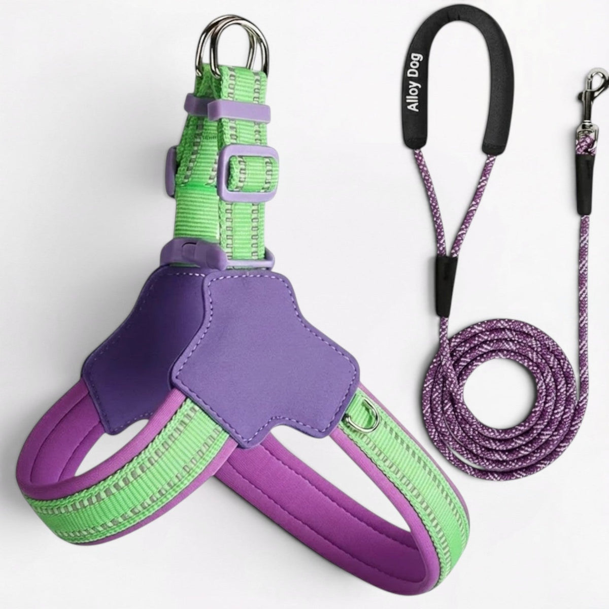 French Bulldog harness with smooth padded edges to help prevent chafing