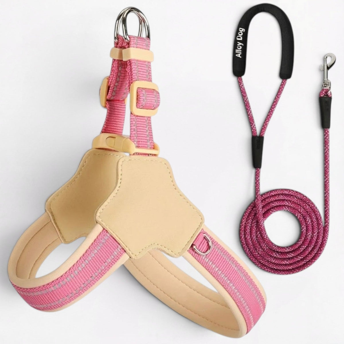 French Bulldog harness and leash set in Lemon Matcha