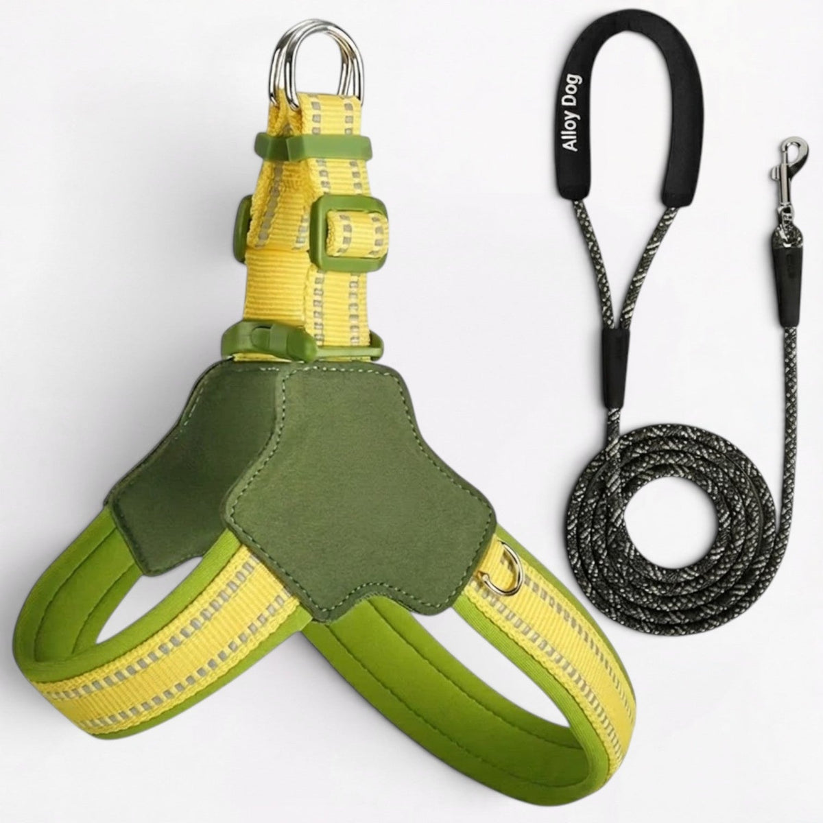 Premium rope leash with a cushioned handle from the French Bulldog harness set