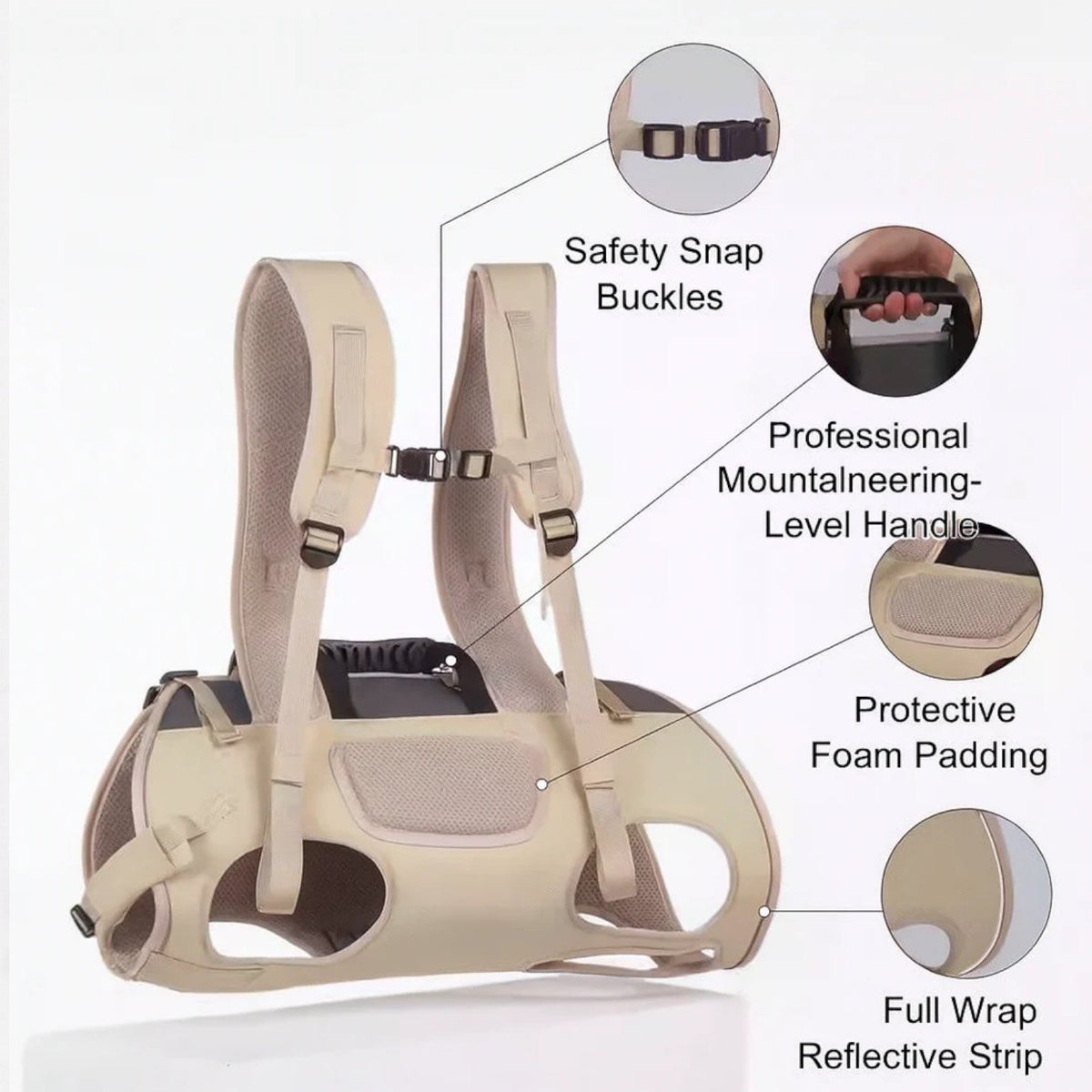 French Bulldog carrier with breathable open leg sides that hold a natural posture