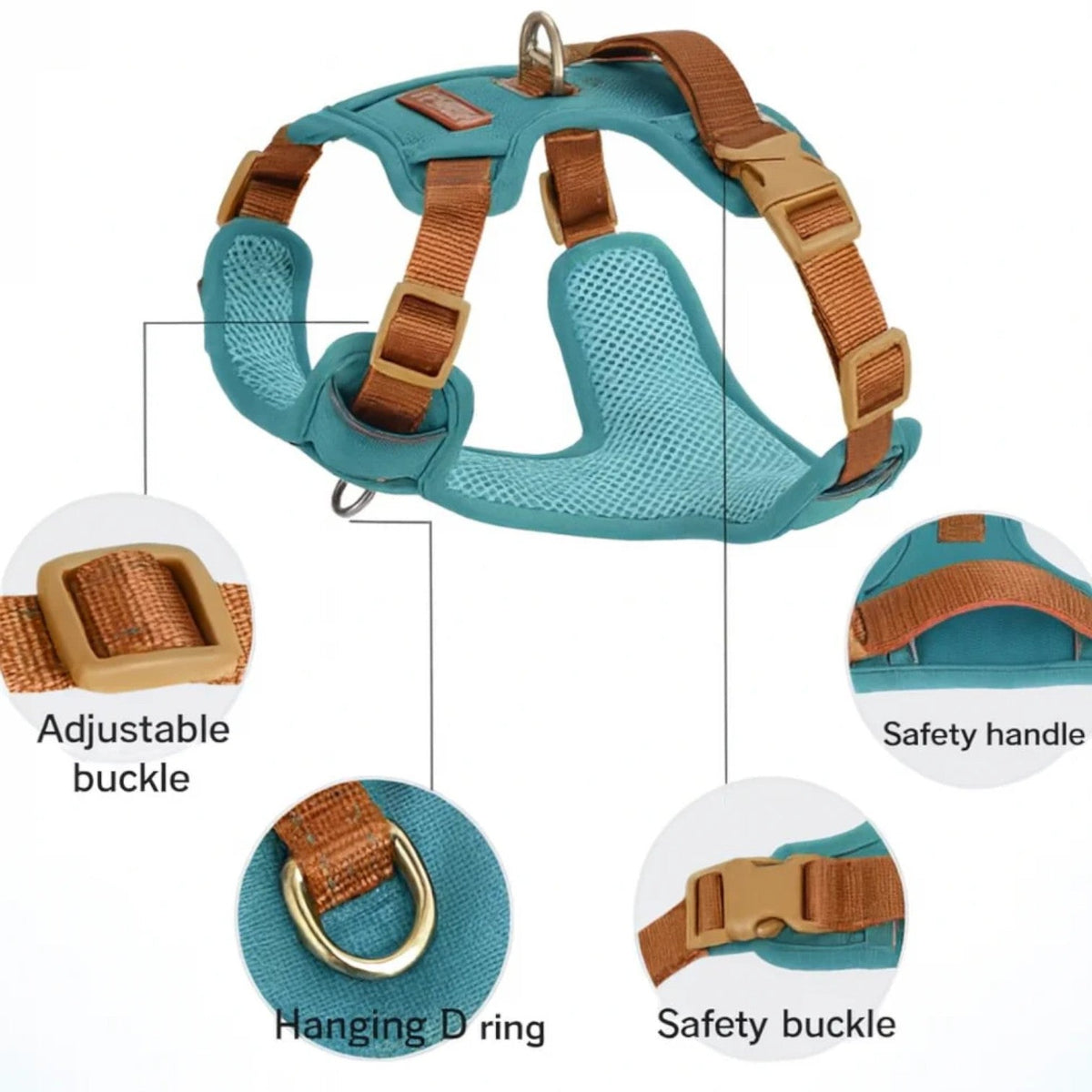 French Bulldog padded harness in Sky Blue