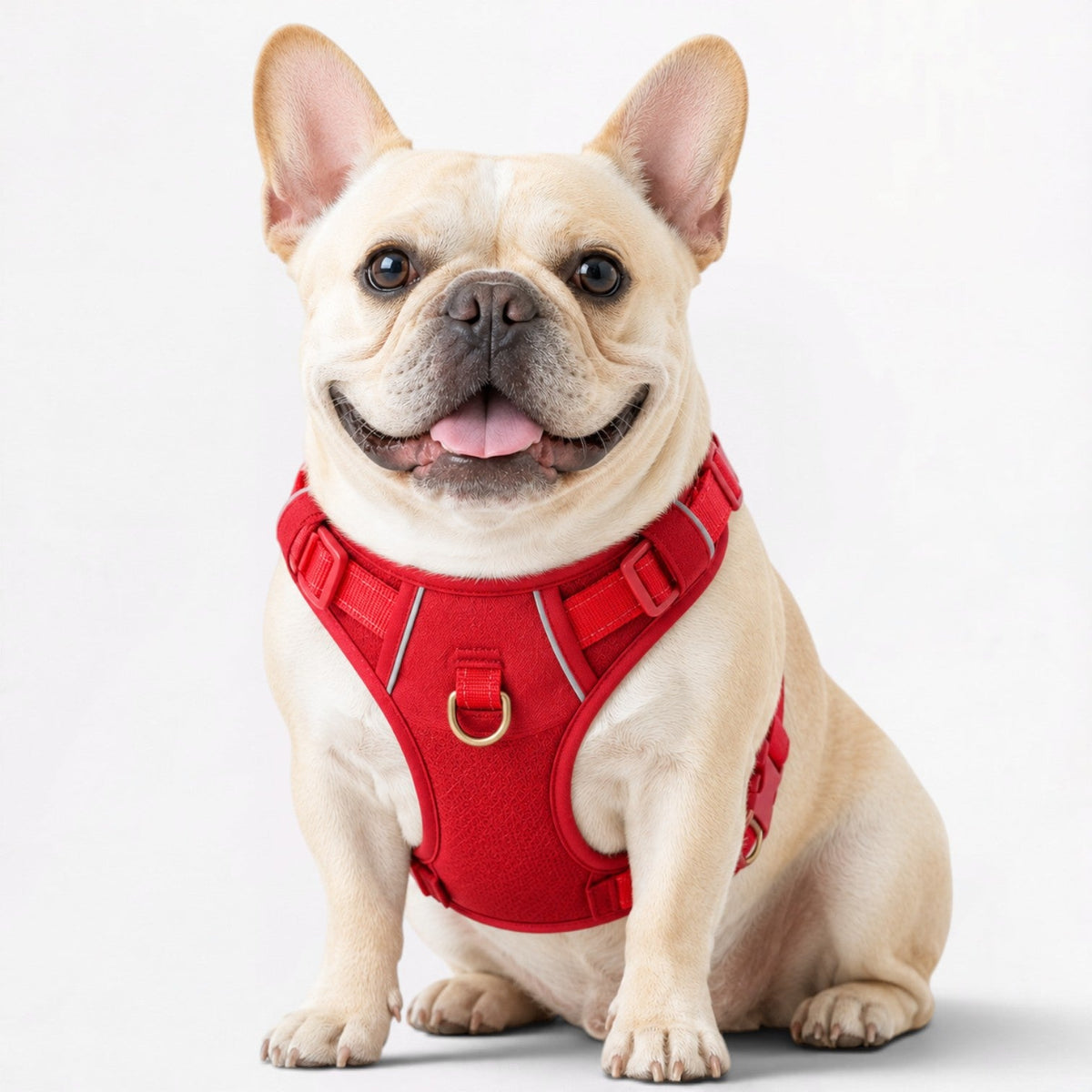 French Bulldog harness with a durable grab handle on top for close control