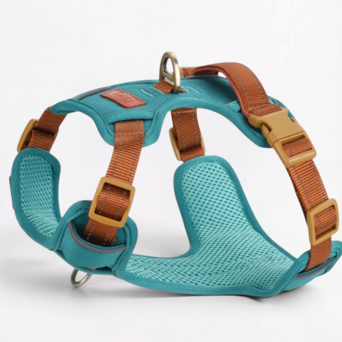 French Bulldog padded harness with a top handle for steadying at a curb
