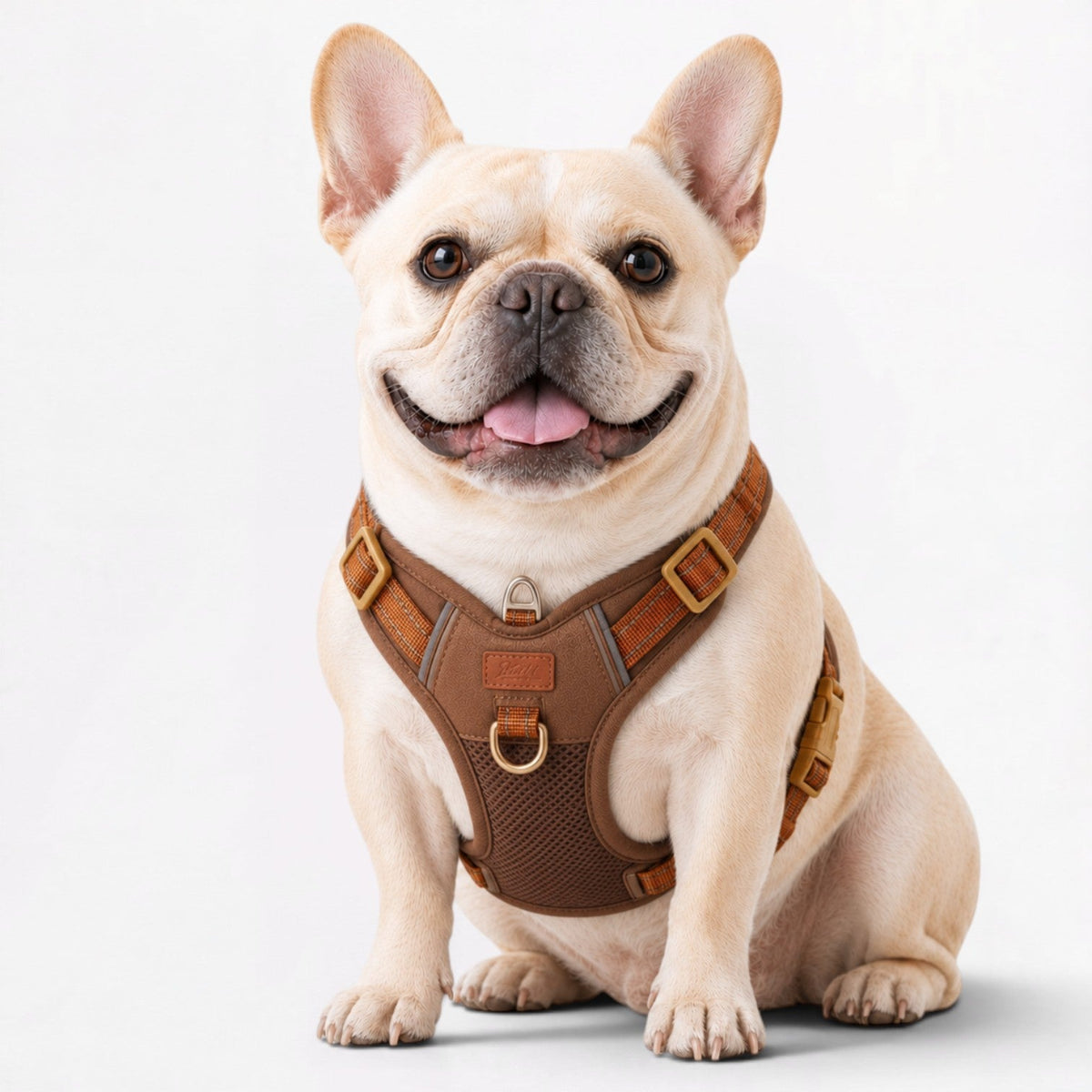 French Bulldog harness with soft chest and back padding for everyday wear