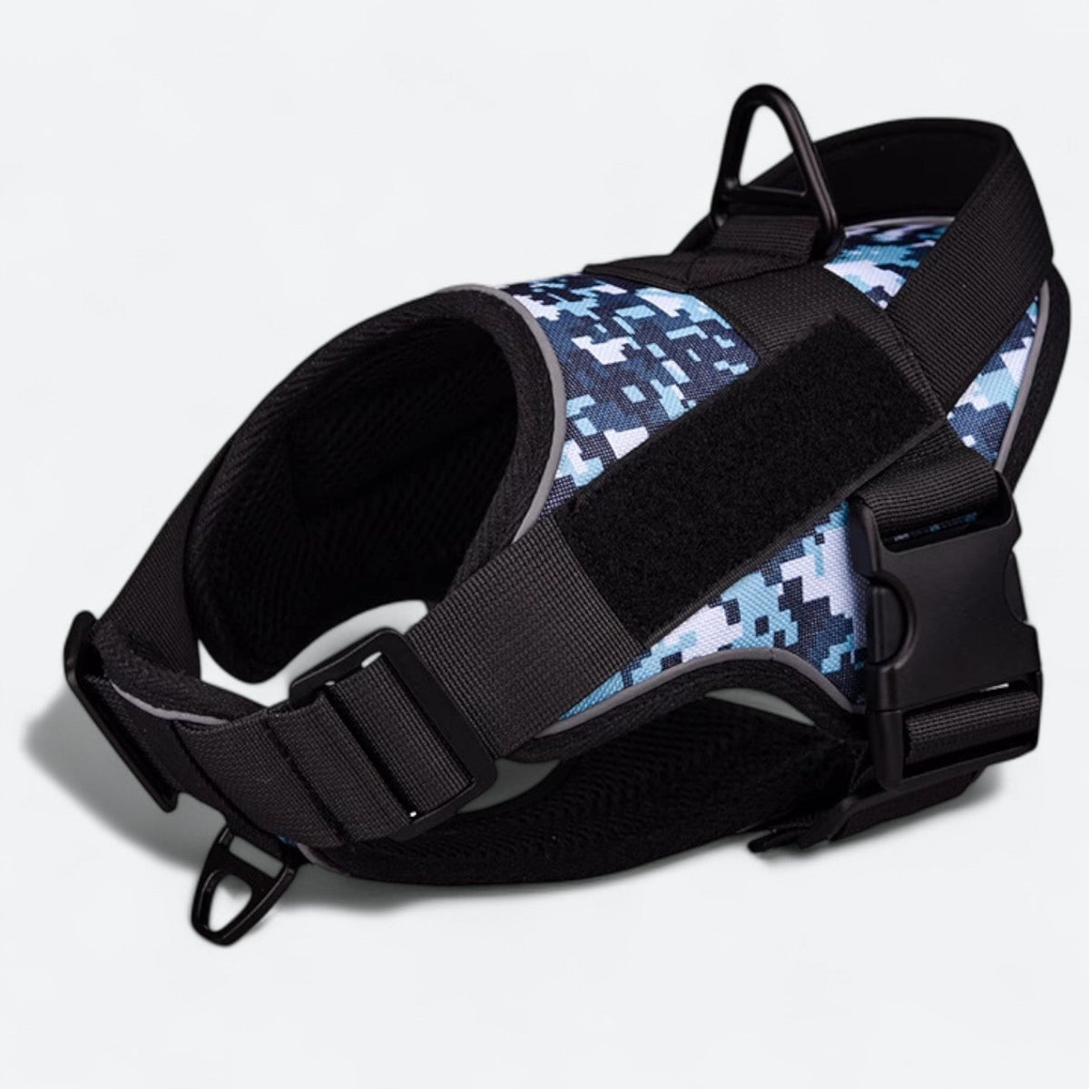 French Bulldog tactical harness with reinforced quick-release buckles
