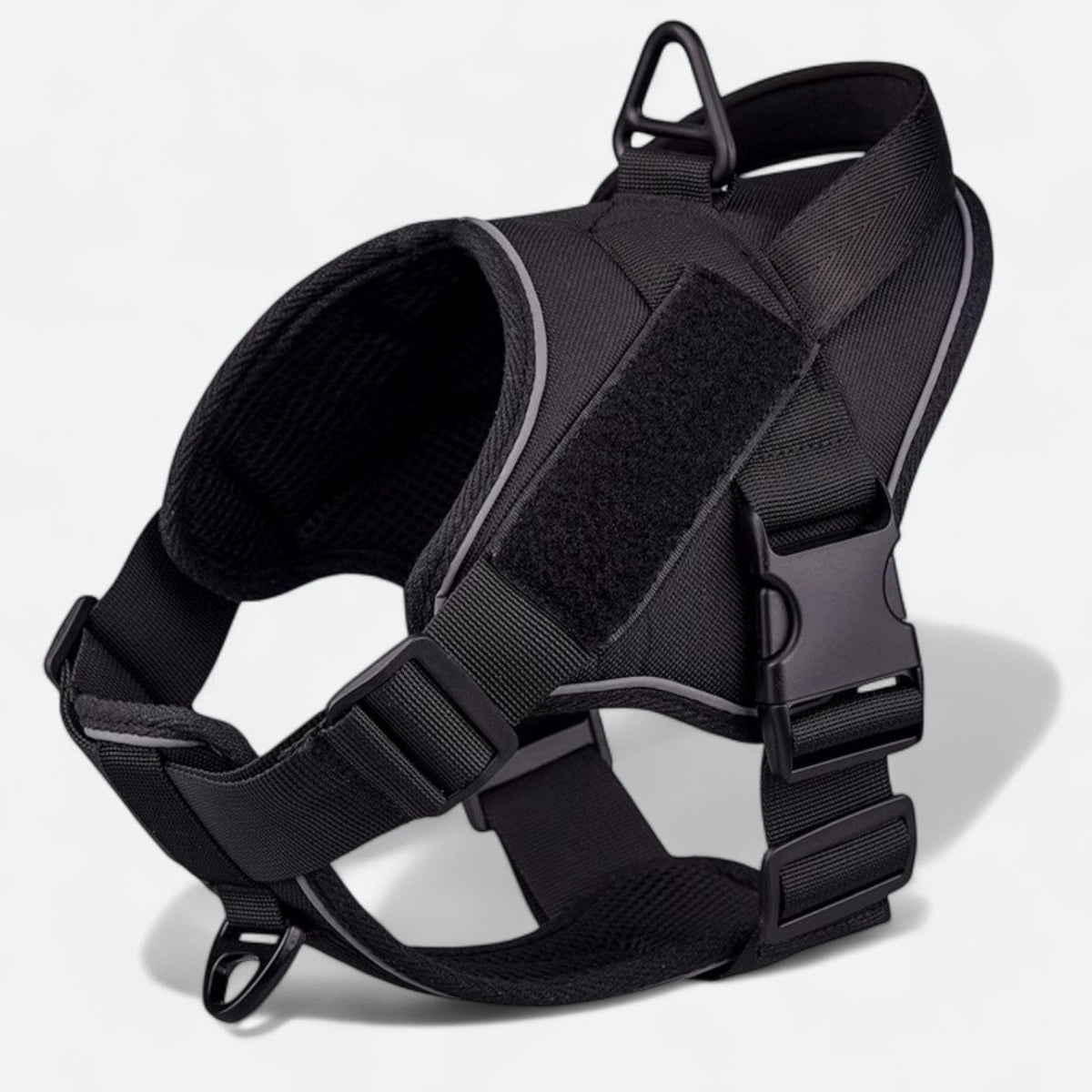 Tactical harness for French Bulldogs with hook-and-loop panels for patches