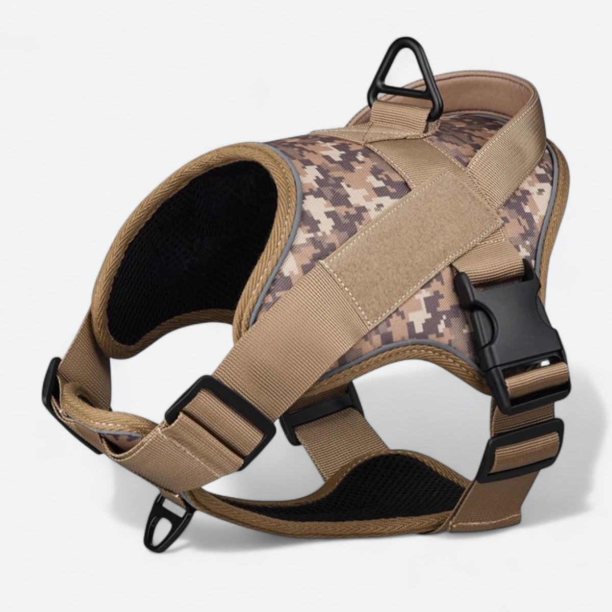 French Bulldog tactical harness set in black, blue camouflage or yellow camouflage