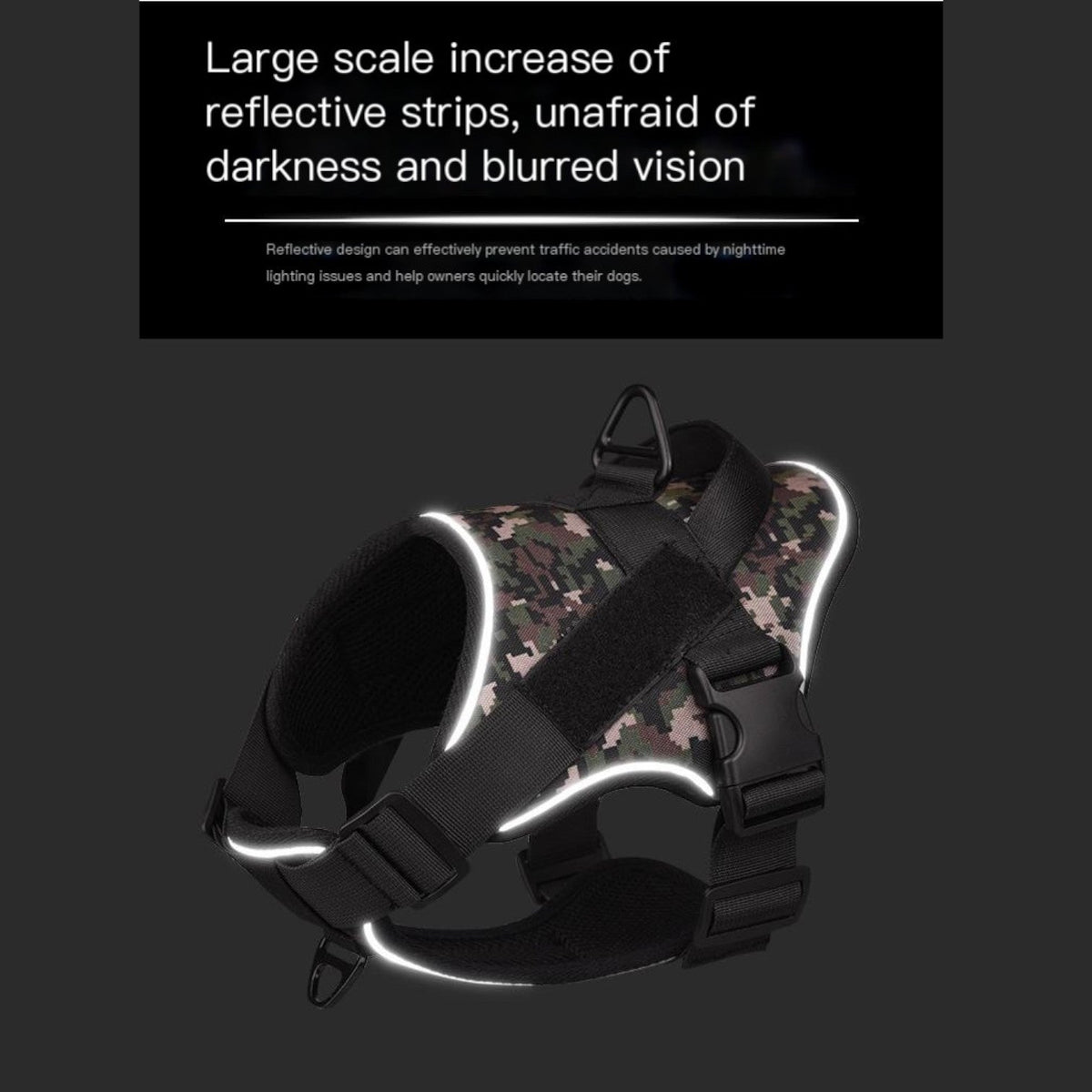 French Bulldog harness with breathable mesh lining for airflow under the panels