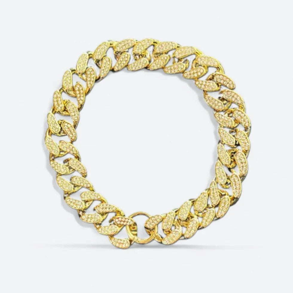 Frenchie rhinestone chain necklace in six sizes from S to 3XL