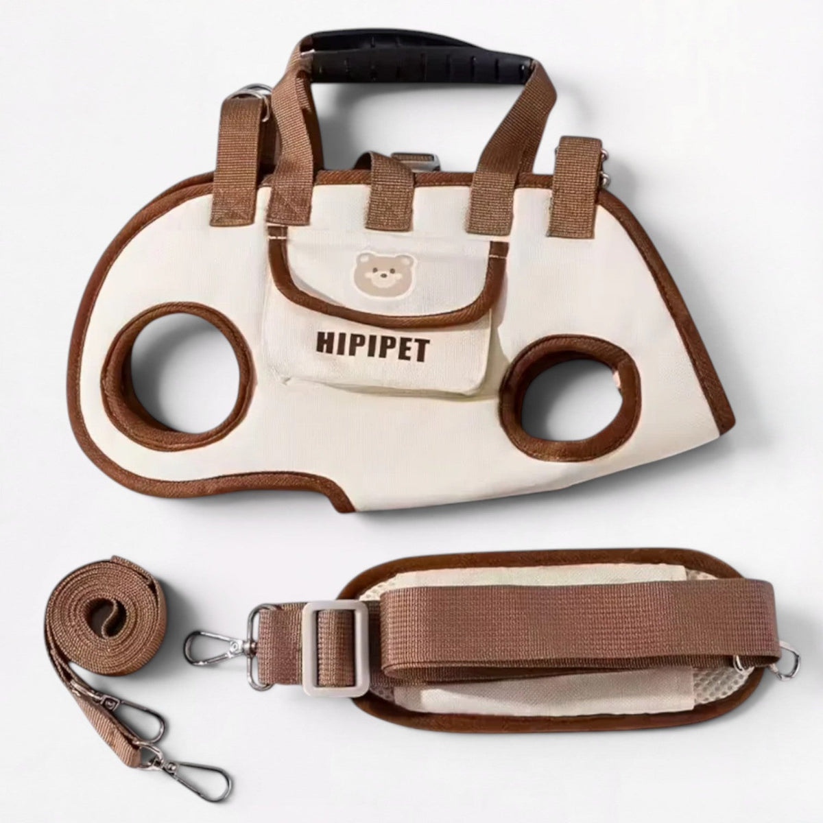 Spine-supporting crossbody sling carrier for French Bulldogs