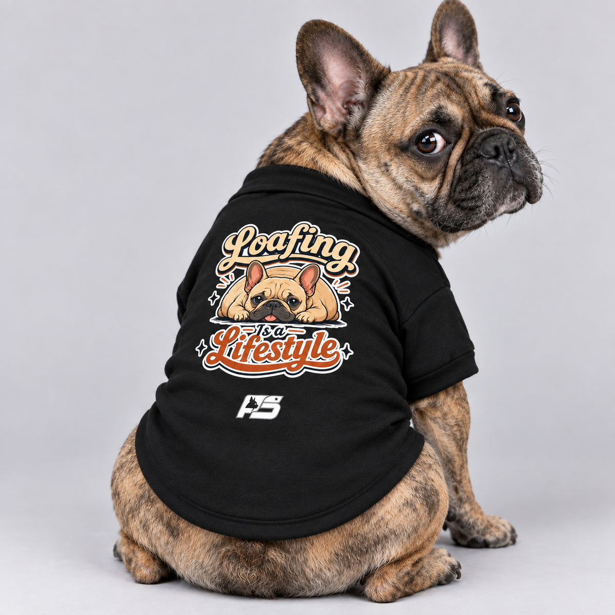 Loafing Is a Lifestyle French Bulldog cardigan, cotton-blend sweatshirt with button front