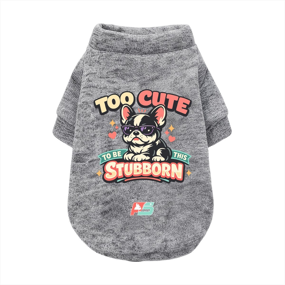 Too Cute to Be This Stubborn French Bulldog cardigan with curved hem in soft cotton-blend fabric
