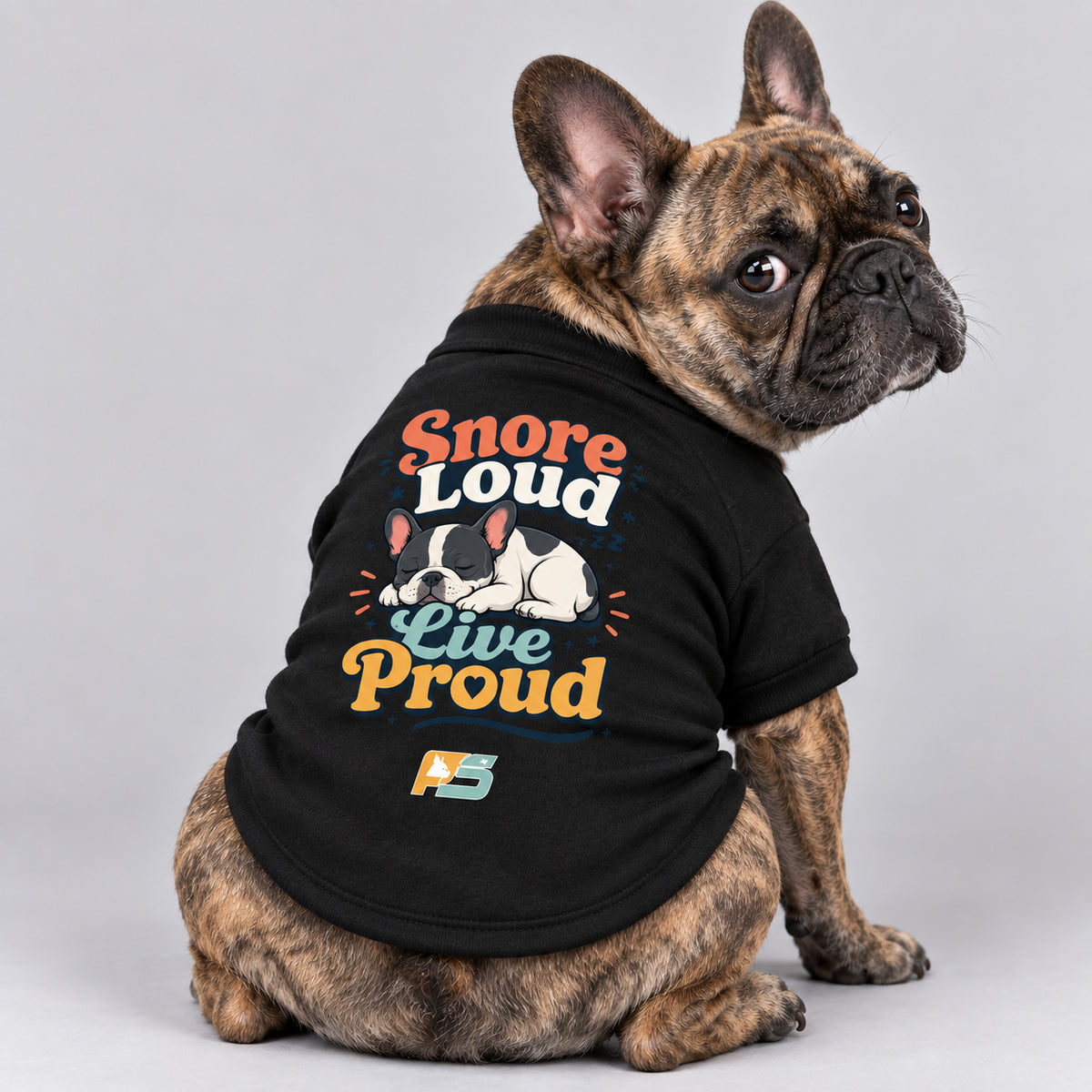 Snore Loud, Live Proud French Bulldog cardigan, cotton-blend sweatshirt with button front