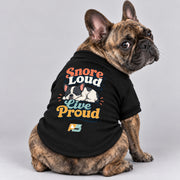 Snore Loud, Live Proud French Bulldog cardigan, cotton-blend sweatshirt with button front
