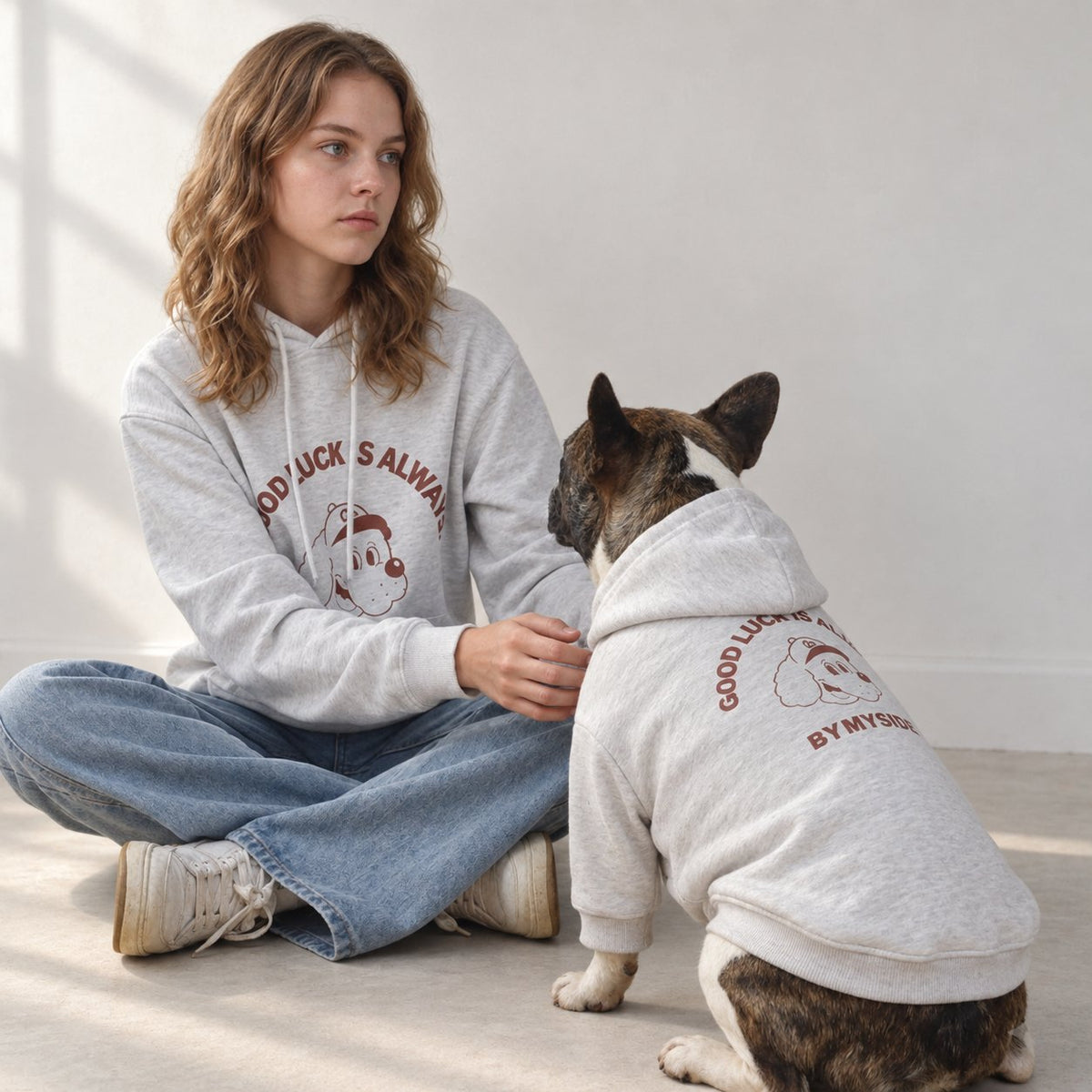 Skin-friendly breathable French Bulldog hoodie for the neck and chest folds