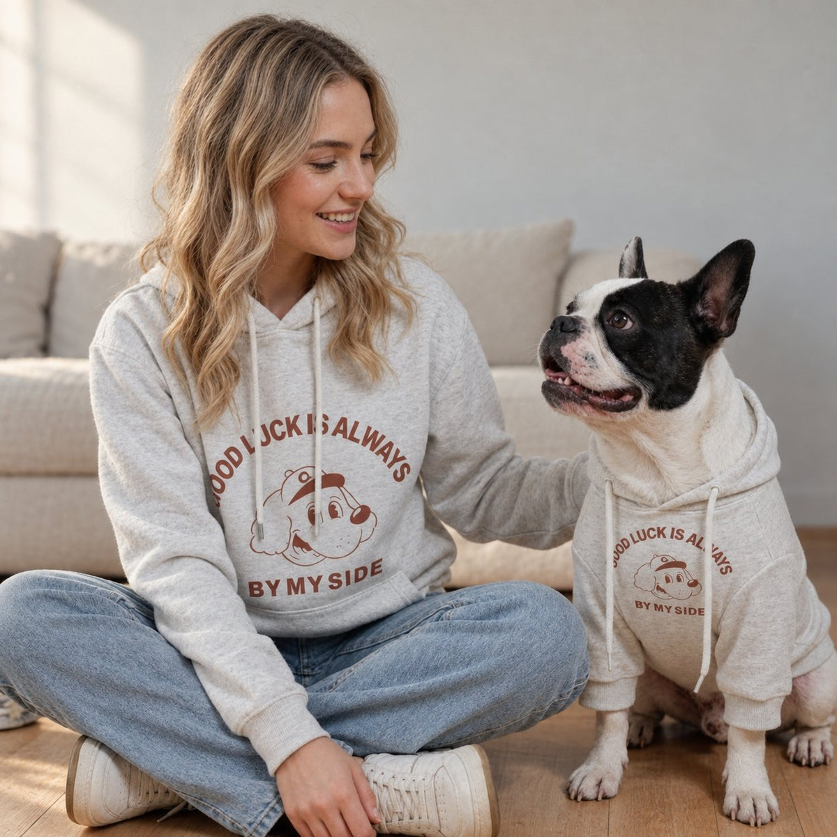 Letter print French Bulldog hoodie in dog sizes XL to 9XL