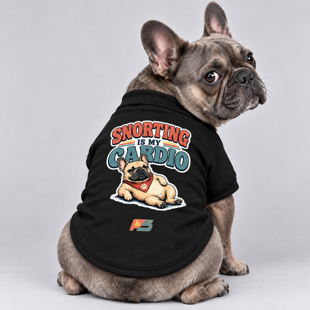 Snorting Is My Cardio French Bulldog cardigan, cotton-blend sweatshirt with a lounging dog graphic