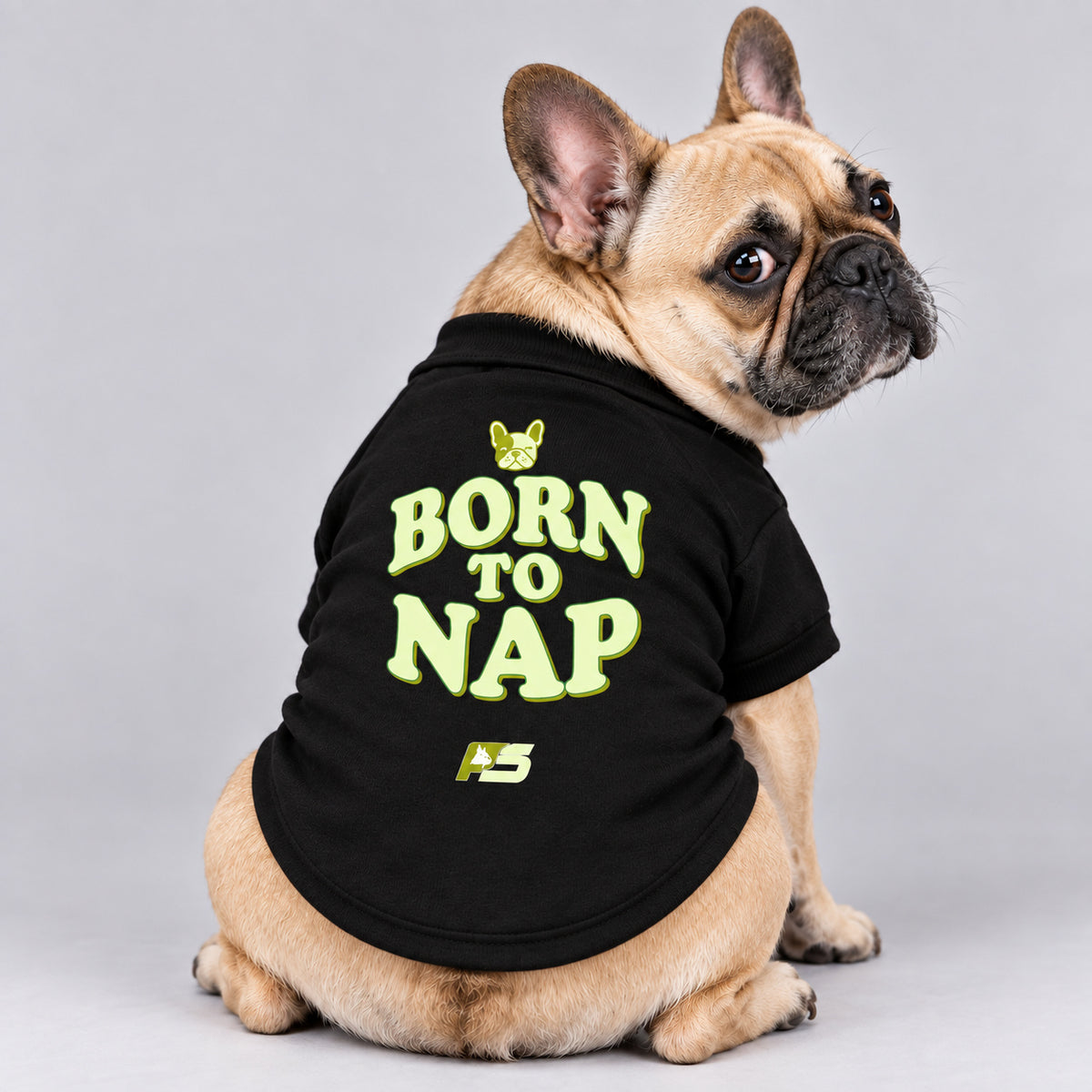 Born to Nap French Bulldog cardigan, cotton-blend sweatshirt with button front