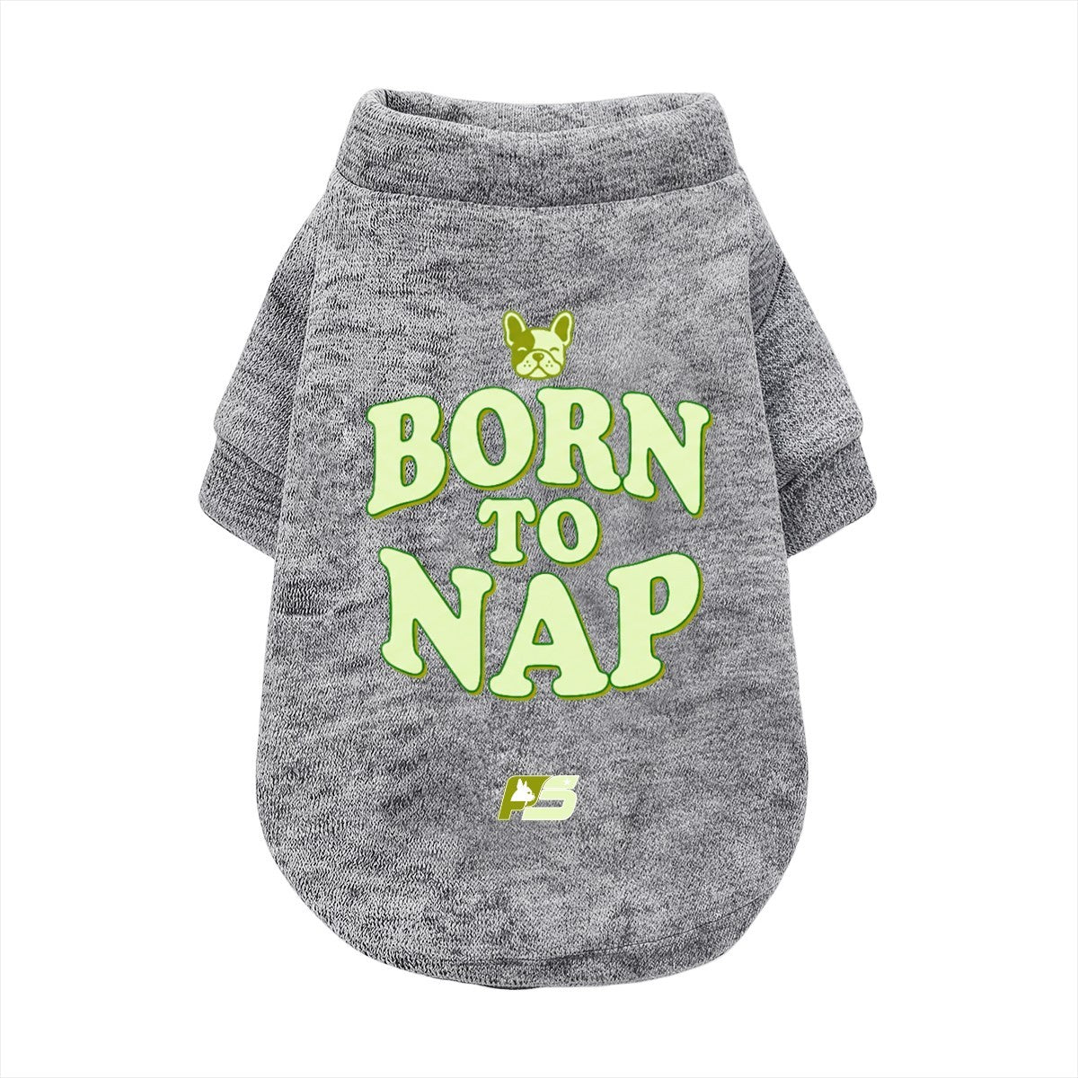 Born to Nap French Bulldog cardigan with curved hem in soft cotton-blend fabric