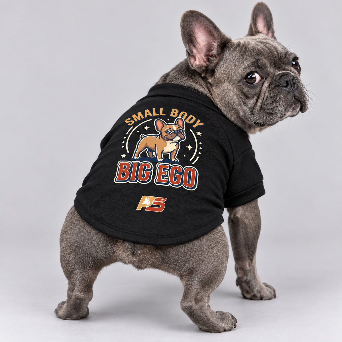 Small Body, Big Ego French Bulldog cardigan, cotton-blend sweatshirt with button front