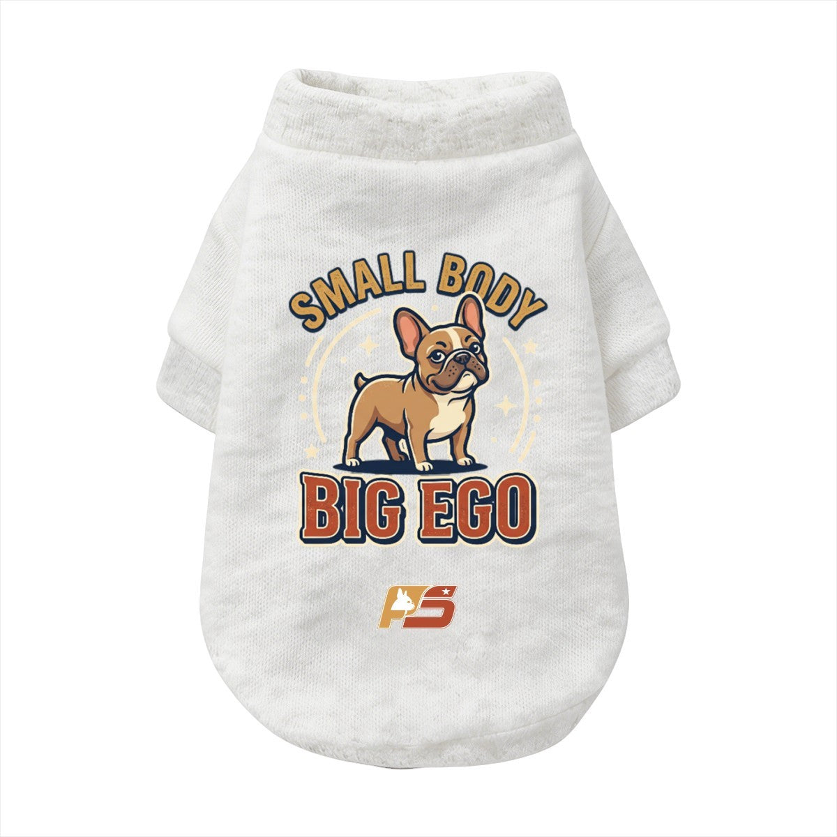 Small Body, Big Ego French Bulldog sweatshirt cardigan with finished neckline and cuffs