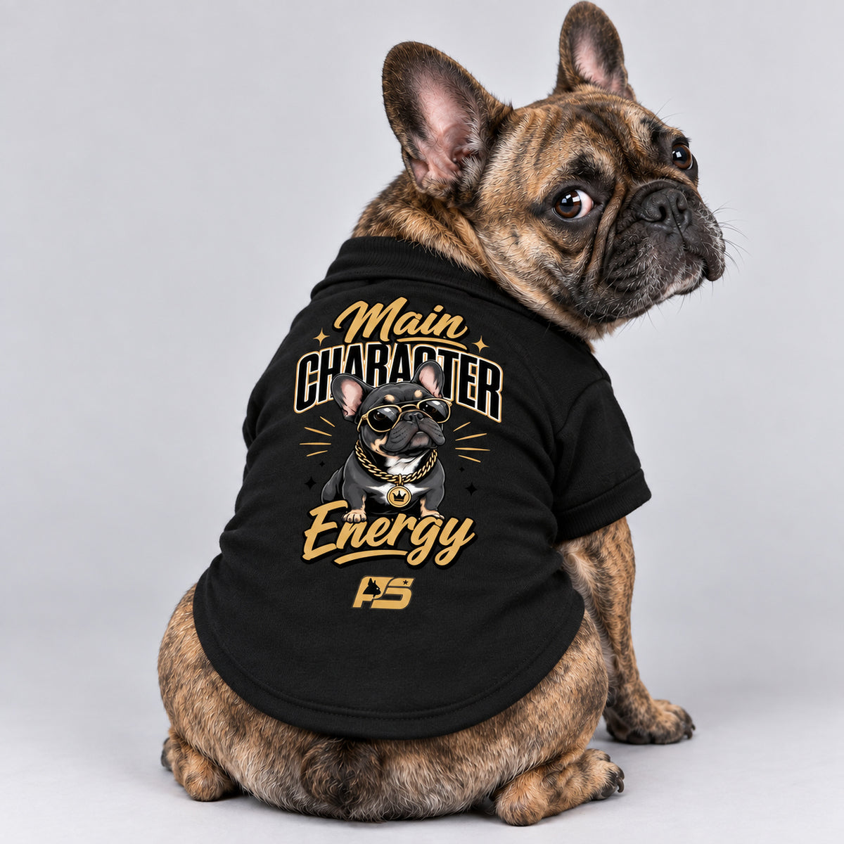 Main Character Energy French Bulldog cardigan, cotton-blend sweatshirt with a confident dog portrait