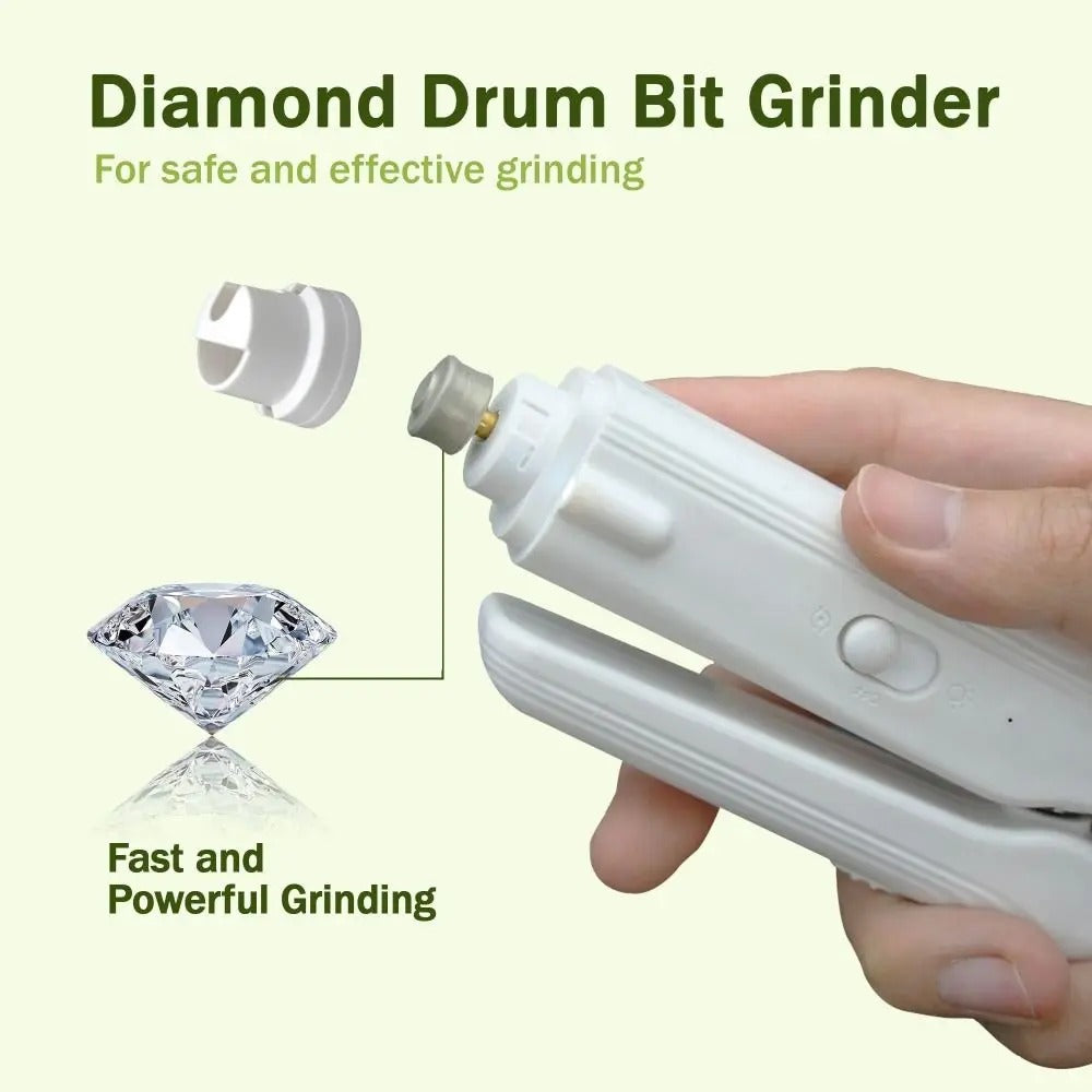 Frenchie nail grinder with an anti-splash cover that contains nail dust