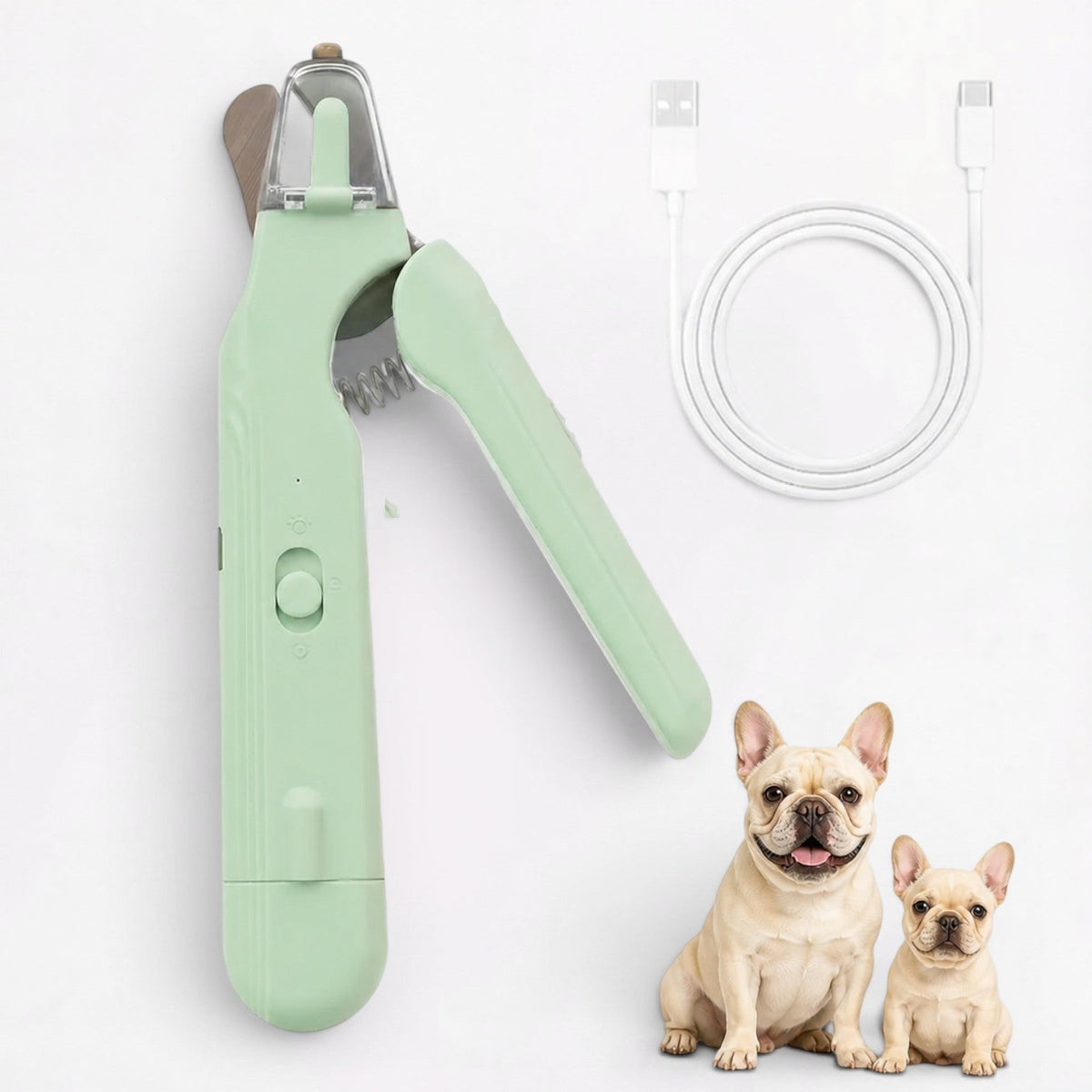 2-in-1 Frenchie nail grinder and clipper with a rotating grinding head