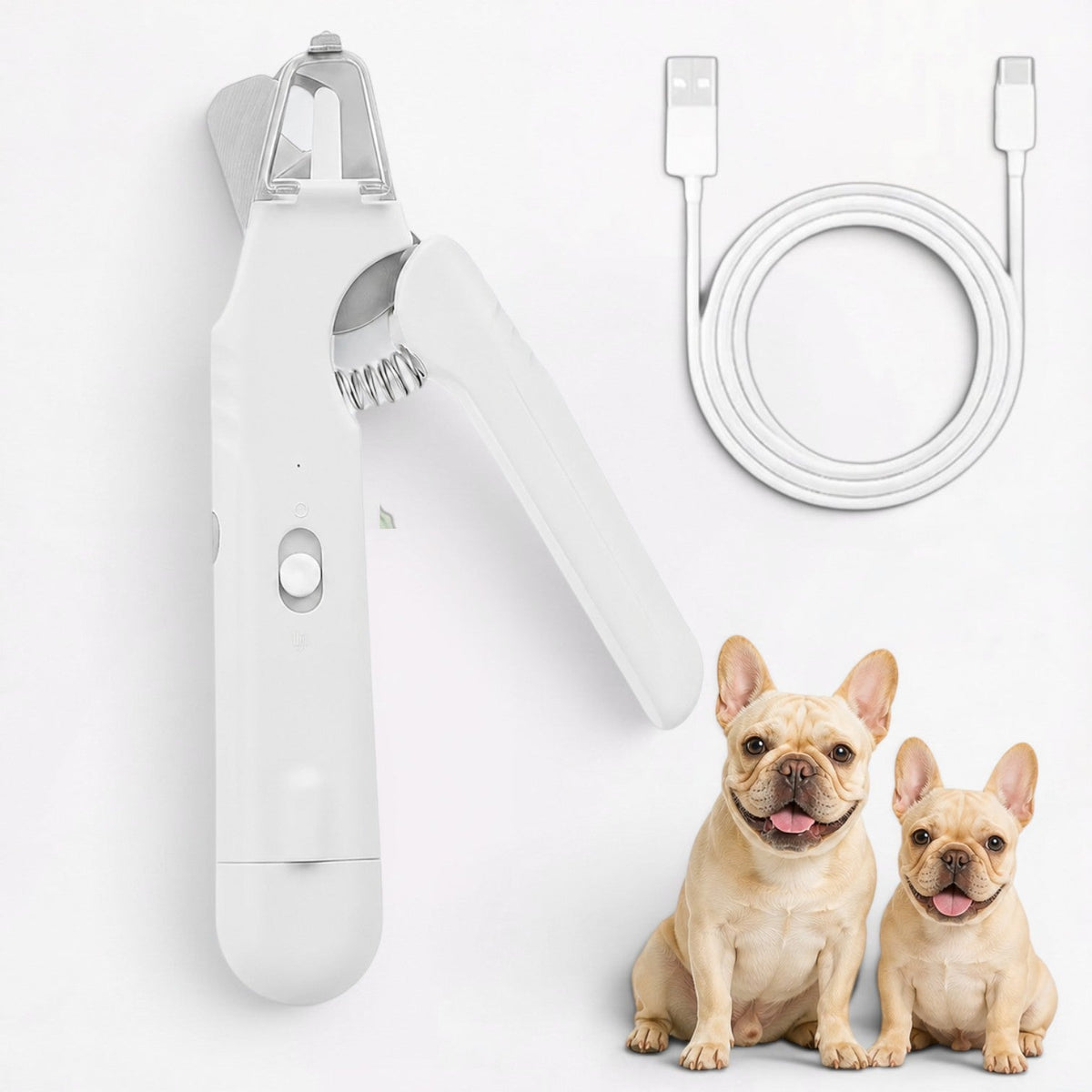 Frenchie nail grinder with a built-in LED light for seeing dark nails