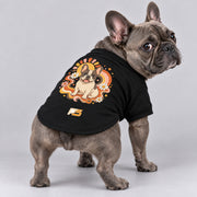 Retro Rainbow Frenchie dog cardigan, cotton-blend sweatshirt with a retro rainbow and daisy-framed dog graphic