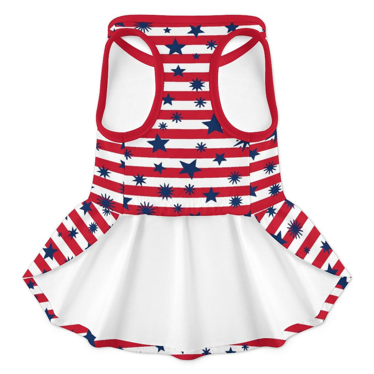 Patriotic Stars and Stripes French Bulldog Ruffle Dress