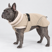 Adjustable High-Neck French Bulldog Winter Jacket — Beige, French Bulldog studio photo