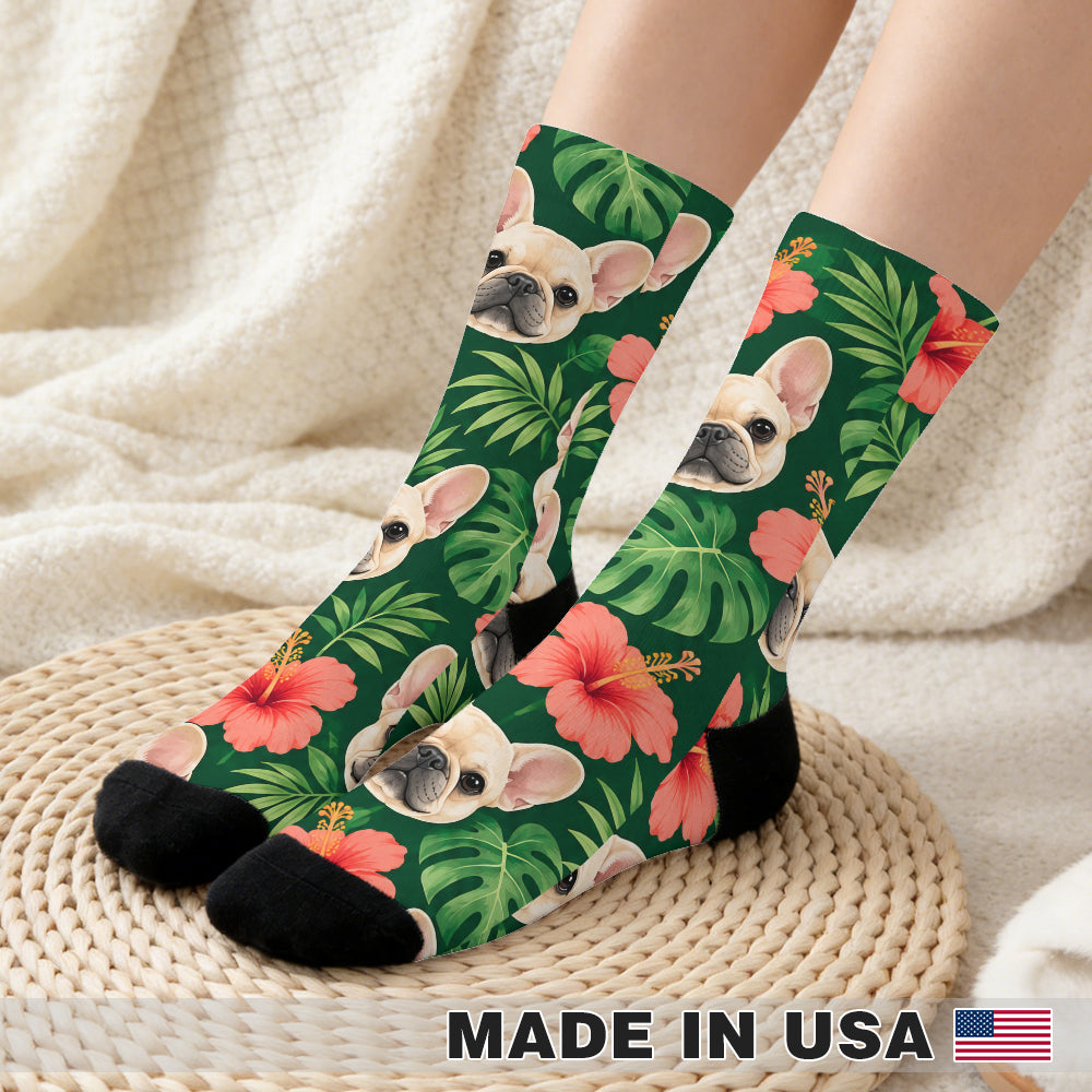 Frenchie Tropical Escape Crew Socks